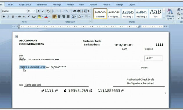 How To Print A Check Draft Template  Youtube with regard to Personal Check Template Word 2003