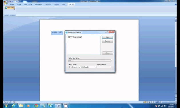 How To Print From Dymo Label Software In Microsoft Word  Youtube intended for Dymo Label Templates For Word