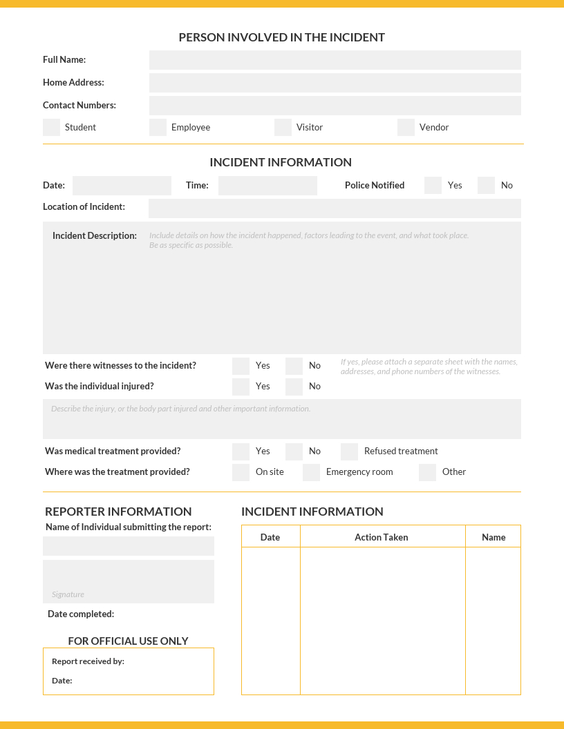 How To Write An Effective Incident Report Incident Report Examples regarding Serious Incident Report Template