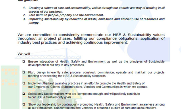Hse Management  Sustainability  Samsung Engineering inside Health And Safety Policy Template For Small Business