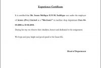 Image Result For Example Of A Good Experience Letter within Template Of Experience Certificate