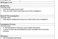 Images Of Hr Investigation Summary Template  Vanscapital for Hr Investigation Report Template
