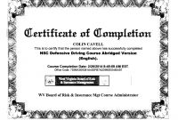 Images Of National Safety Council Dui Certificate Template regarding Safe Driving Certificate Template
