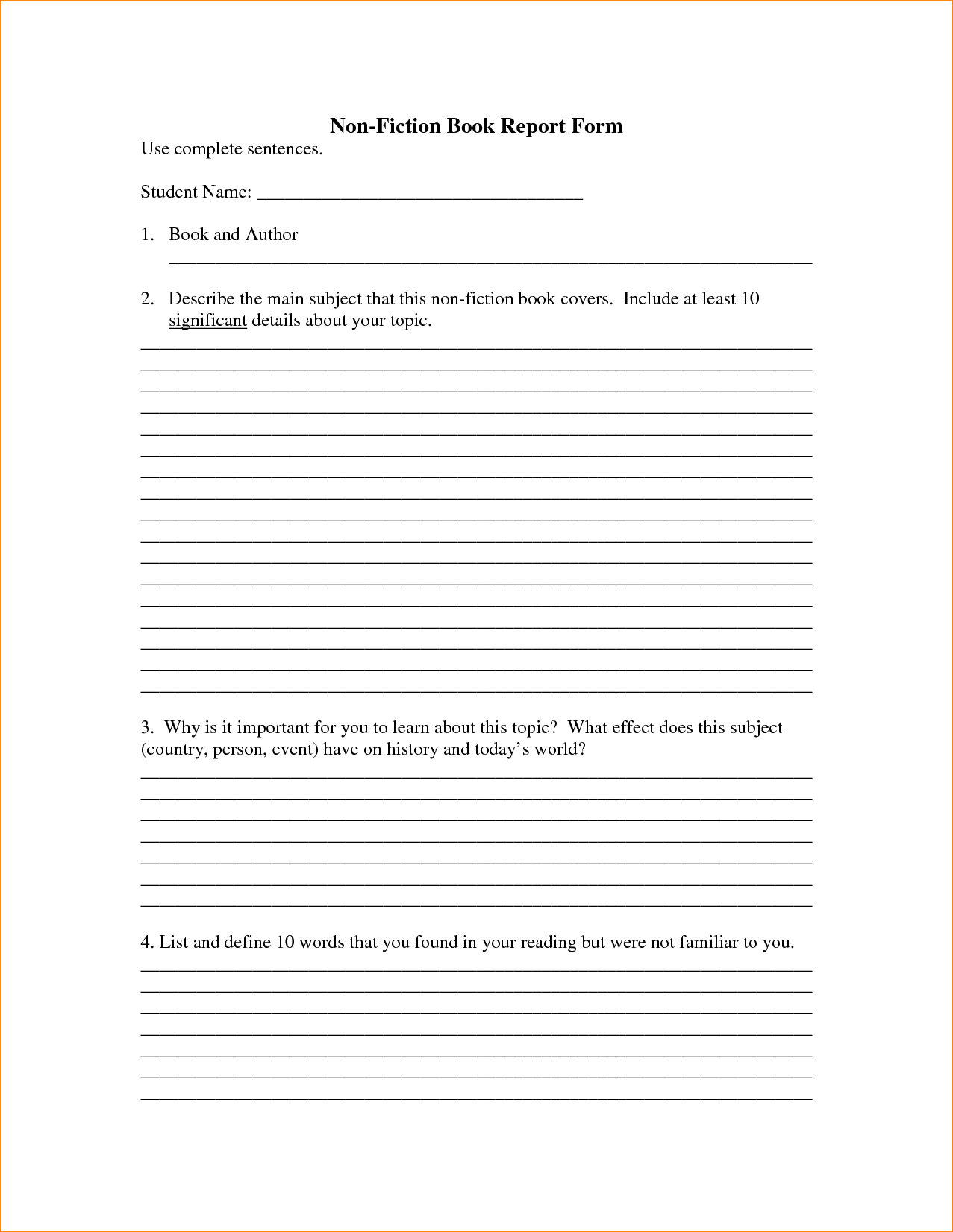 Images Of Short Book Report Template  Unemeuf in Middle School Book Report Template
