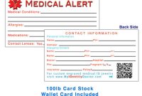 Images Of Template For Cards Free Medical Identification regarding Medical Alert Wallet Card Template