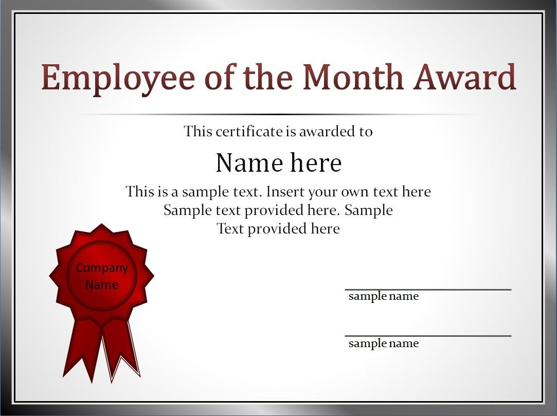 Impressive Employee Of The Month Award And Certificate Template With inside Employee Of The Month Certificate Template
