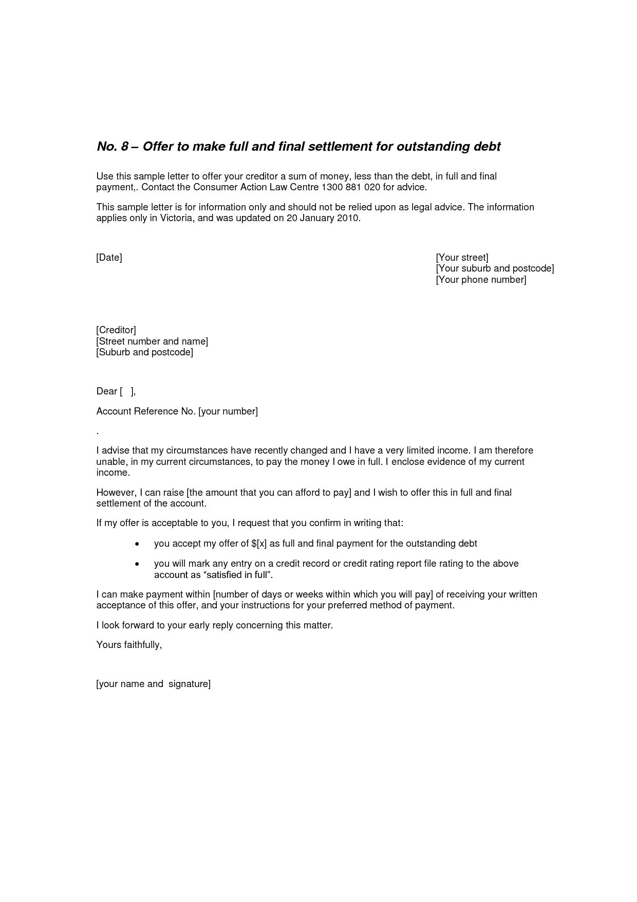In Full And Final Settlement Letter Template Collection  Letter throughout Full And Final Settlement Agreement Template