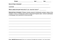 Incidence Report  Fill Online Printable Fillable Blank  Pdffiller throughout Injury Report Form Template