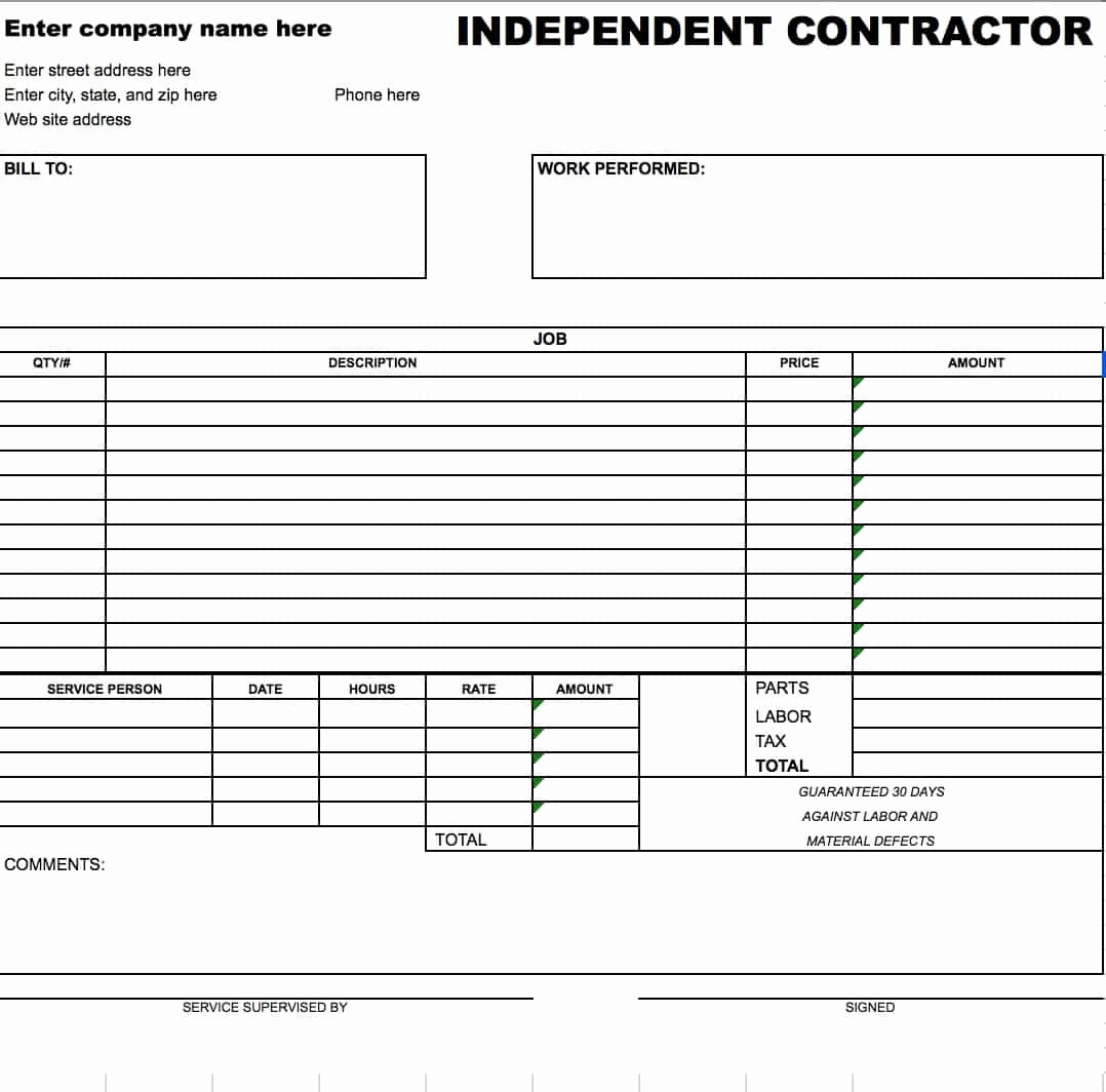 Independent Contractor Invoice Template Of Free Independent intended for Contractors Invoices Free Templates