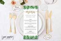 Instant Download Palm Leaf Menu Template Pineapple  Etsy for Hawaiian Menu Template