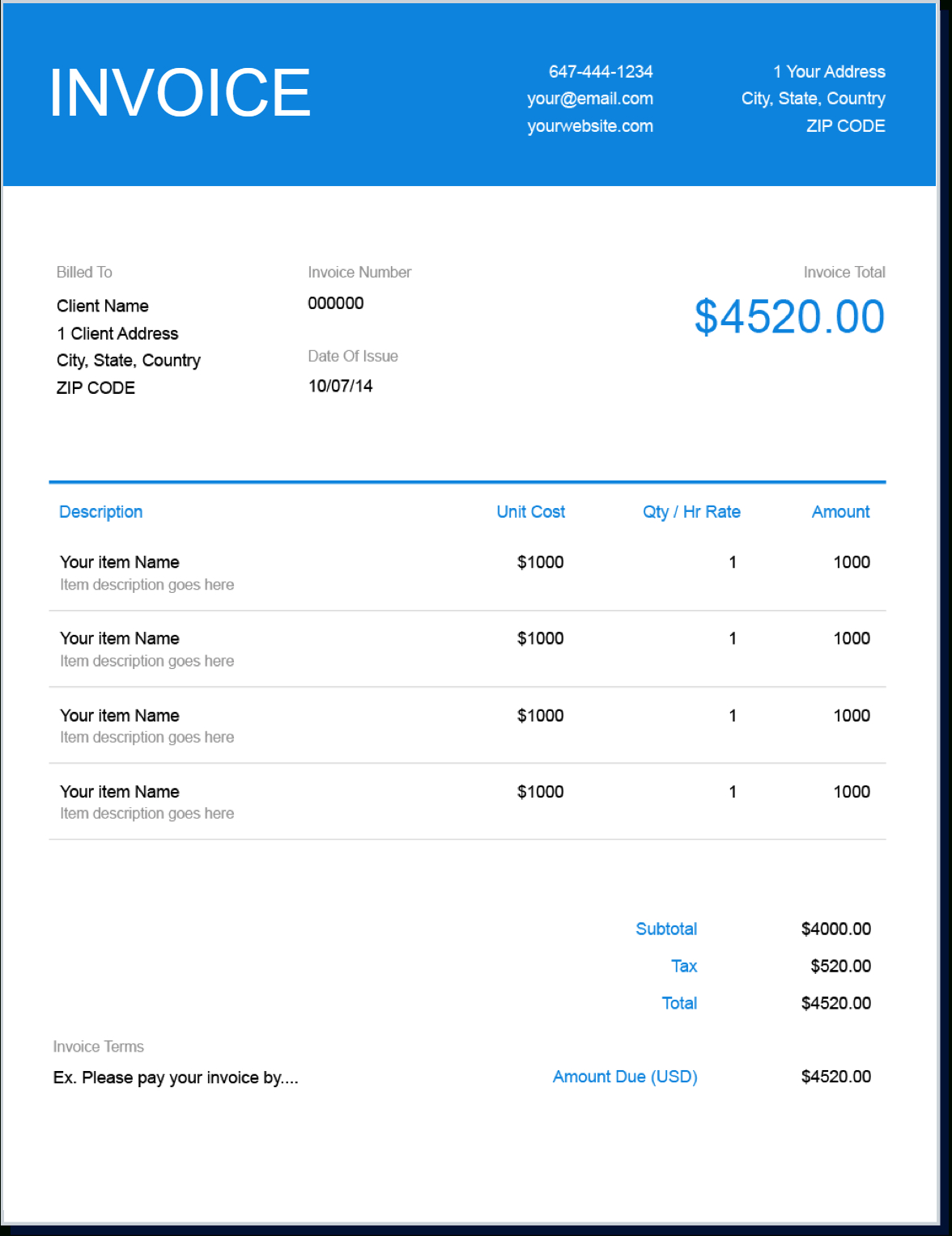 Invoice Template  Send In Minutes  Create Free Invoices Instantly inside Download An Invoice Template