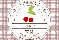 Jam Label Design Template For Cherry Dessert Product With Hand throughout Dessert Labels Template