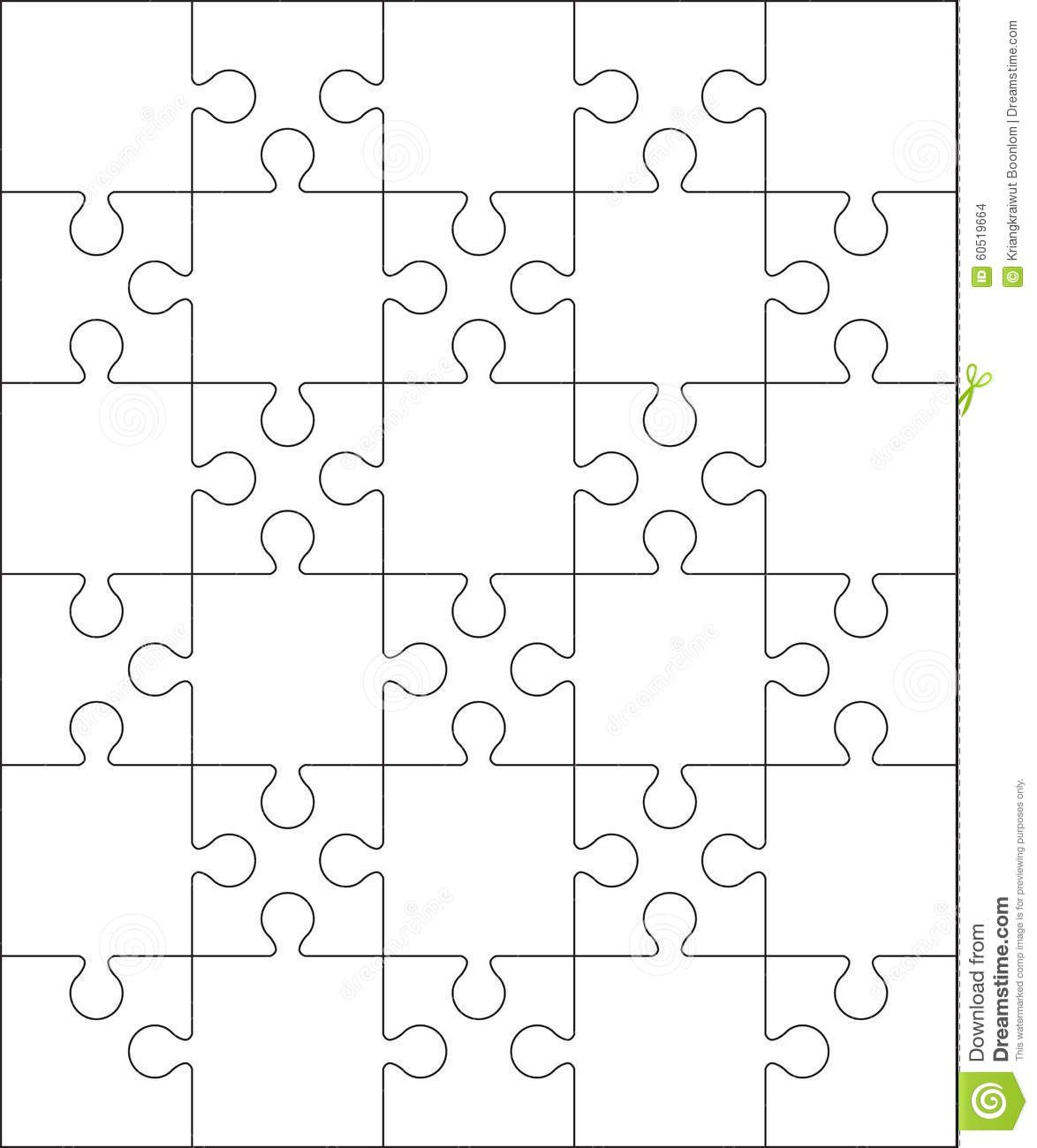 Jigsaw Puzzle Blank Template Or Cutting Guidelines Stock Vector within Blank Jigsaw Piece Template