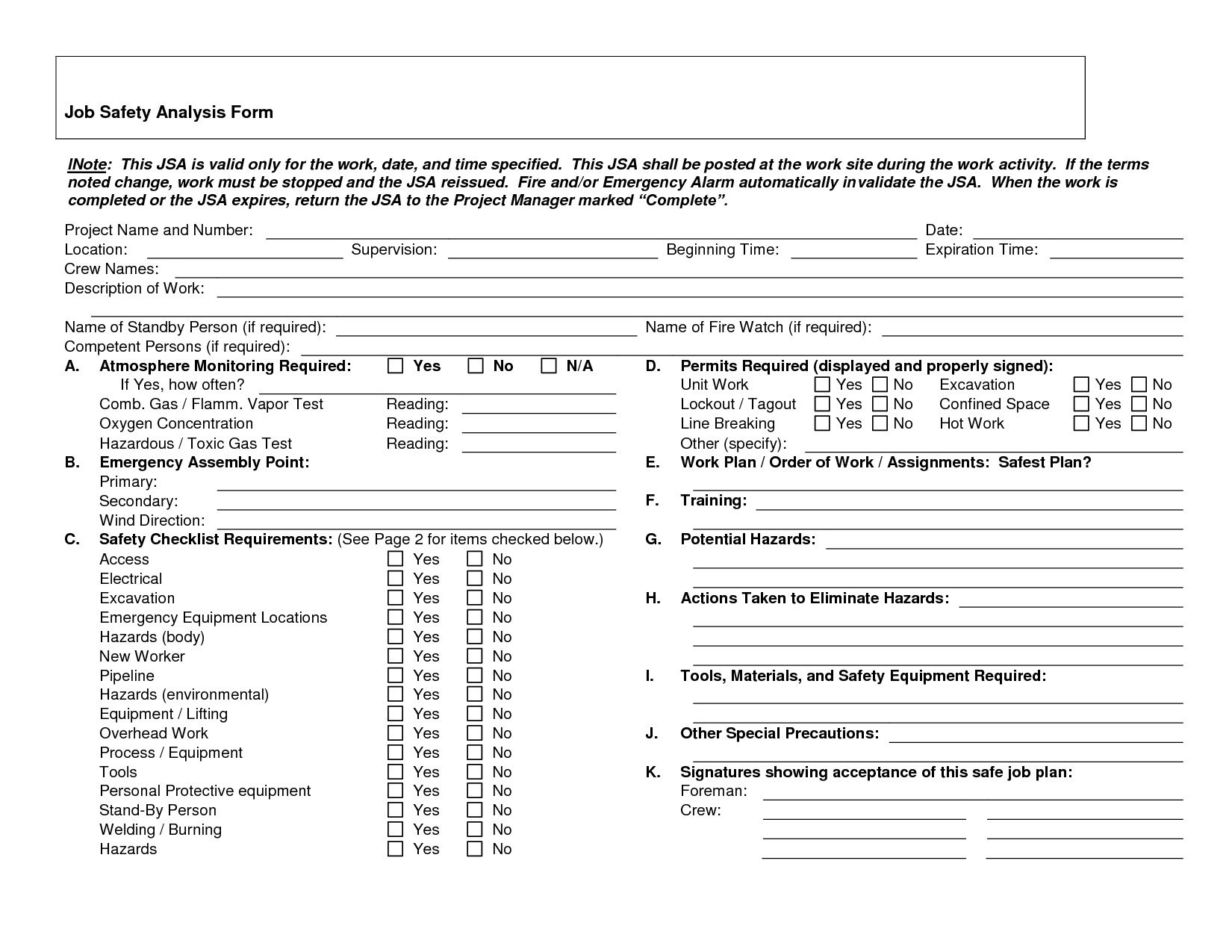 Job Safety Analysis Examples  Pdf Word Pages  Examples inside Safety Analysis Report Template