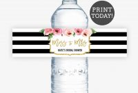 Kate Bridal Shower Water Bottle Labels Spade Inspired Bridal Shower with regard to Diy Water Bottle Label Template