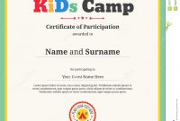 Kids Certificate Template In Vector For Camping Participation Stock throughout Free Kids Certificate Templates