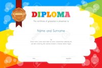 Kids Diploma Or Certificate Template With Colorful Background intended for Free Kids Certificate Templates