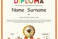 Kids Diploma School Certificate Template Vector Image in Free School Certificate Templates