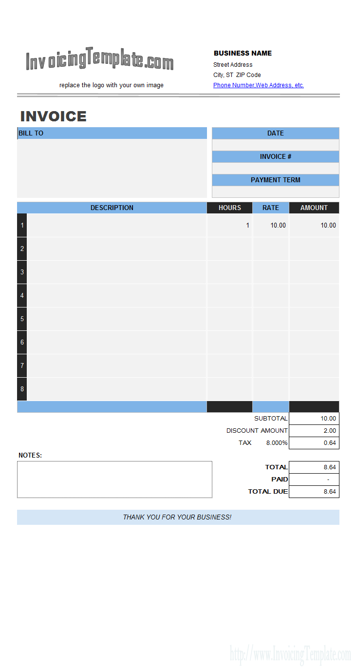 Labor Invoicing Sample inside Xl Invoice Template