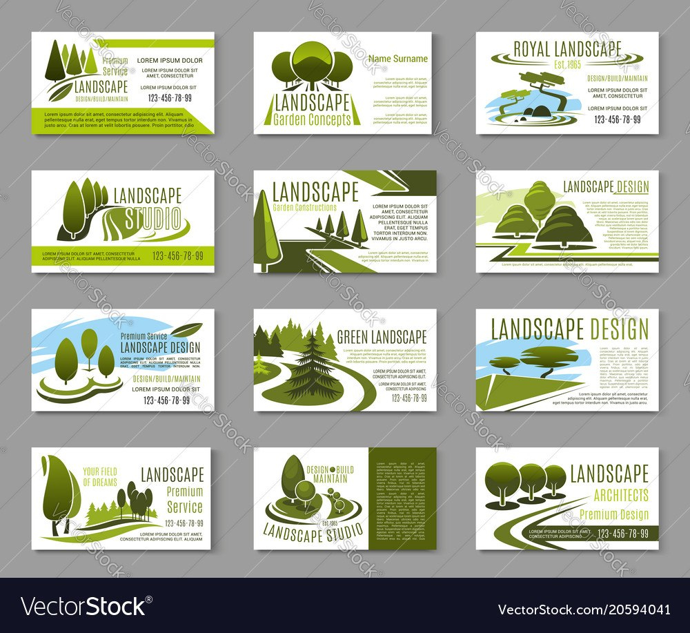 Landscape Design Studio Business Card Template Vector Image throughout Landscaping Business Card Template