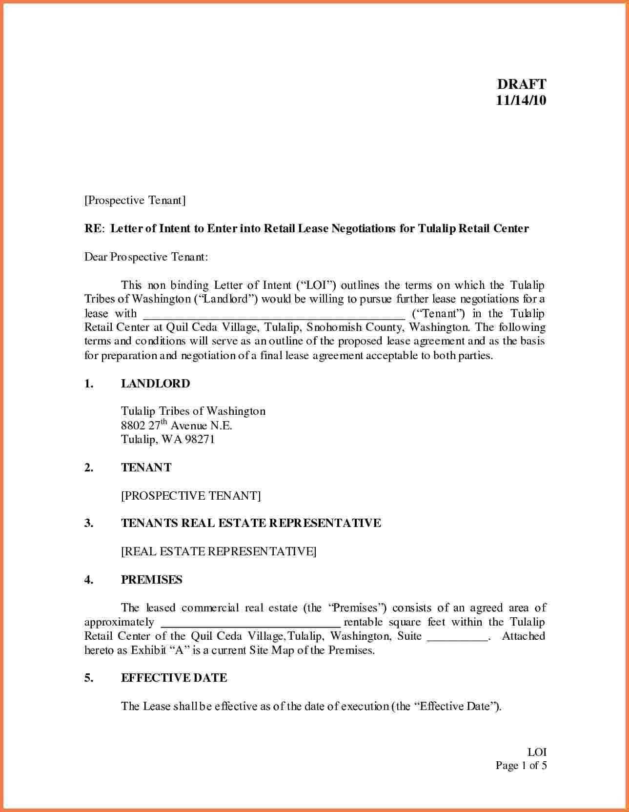 Letter Of Intent Business Proposal Template New Letter Intent To intended for Business Lease Proposal Template
