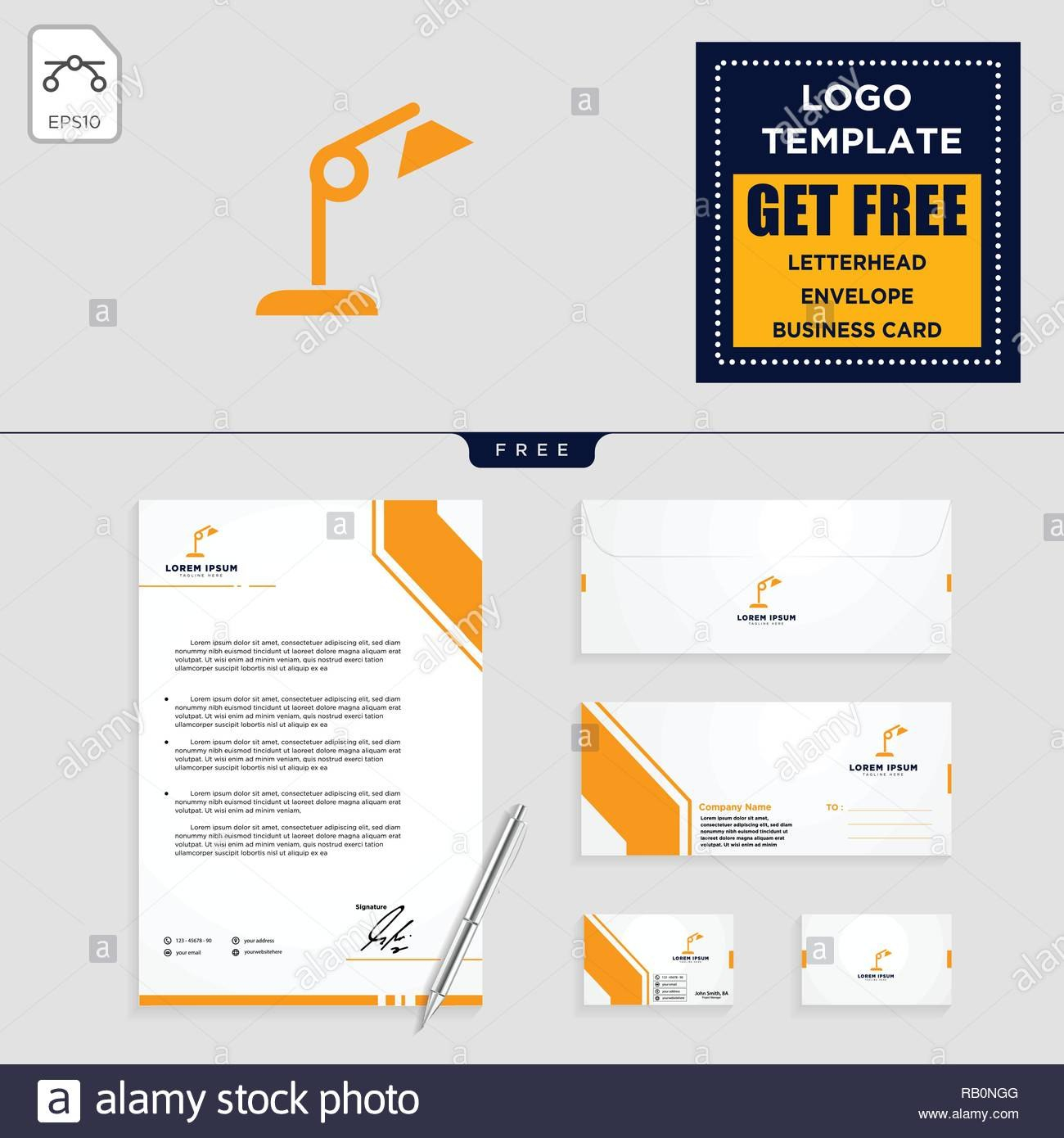 Light Interior Logo Template Vector Illustration And Stationery within Business Card Letterhead Envelope Template