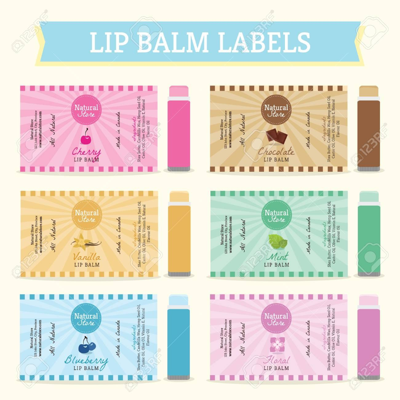 Lip Balm Labels Template Set Vector Illustration pertaining to Lip Balm Label Template