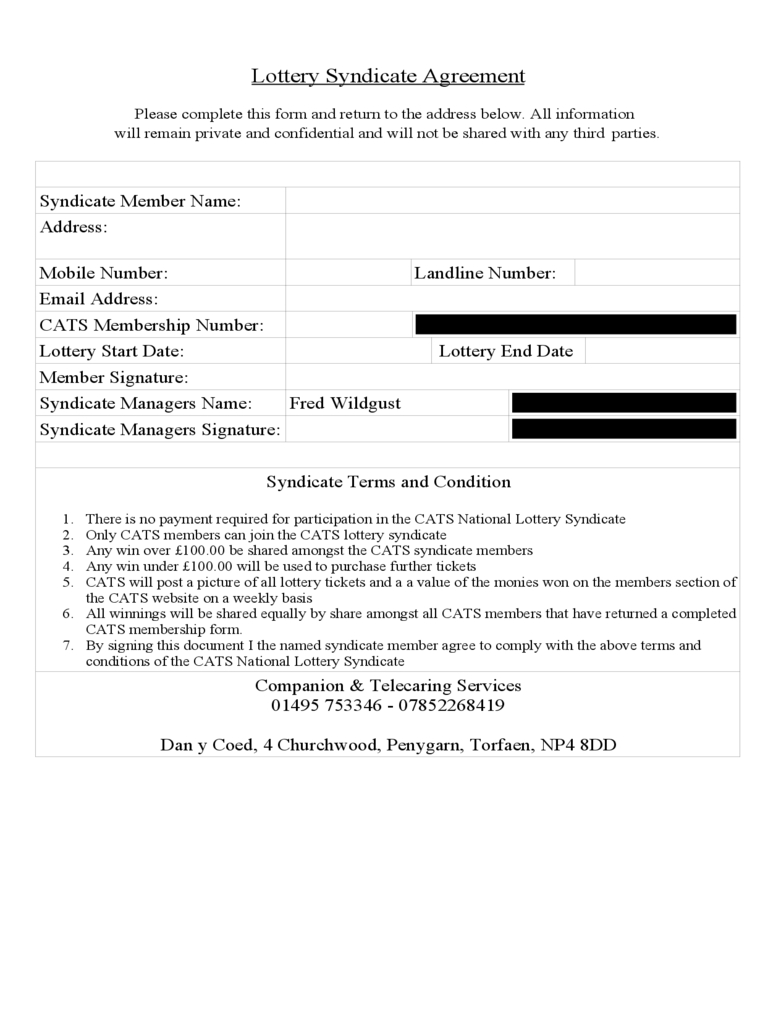 Lottery Syndicate Agreement Form   Free Templates In Pdf Word pertaining to Lottery Syndicate Agreement Template Word