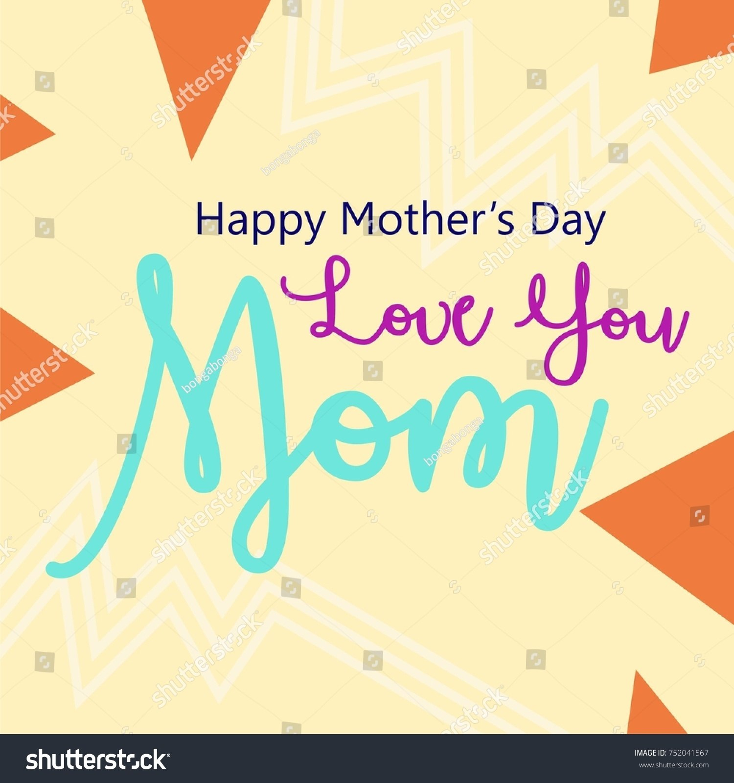 Love Mom Lettering Mothers Day Greeting Stockvektorgrafik intended for Mom Birthday Card Template