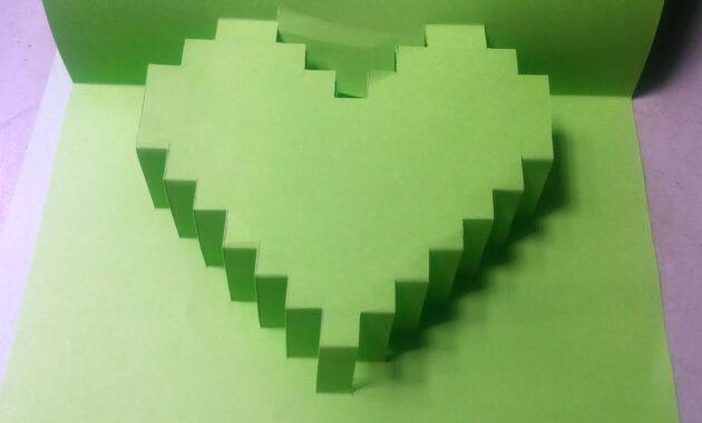 Make Heart Pixel D With Paper For Gift Card  Youtube for Pixel Heart Pop Up Card Template