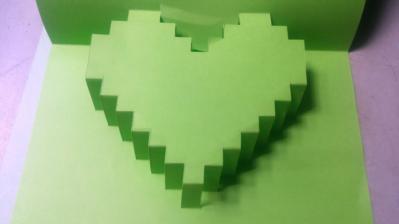 Make Heart Pixel D With Paper For Gift Card  Youtube for Pixel Heart Pop Up Card Template