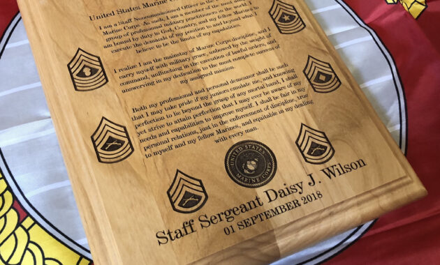 Marine Corps Staff Nco Creed Plaque Usmc Customized And  Etsy for Usmc Meal Card Template