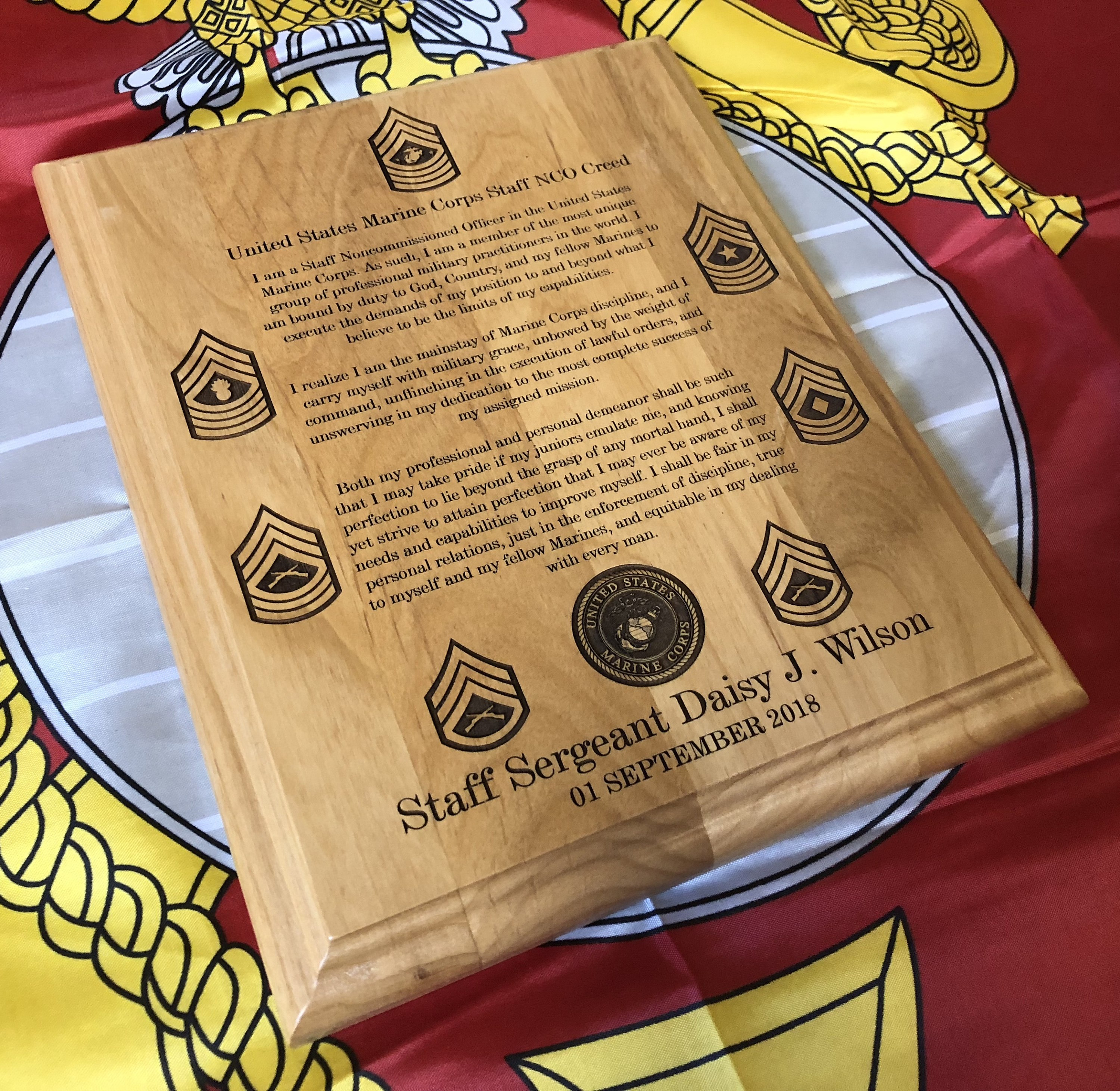 Marine Corps Staff Nco Creed Plaque Usmc Customized And  Etsy for Usmc Meal Card Template