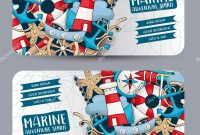 Marine Nautical Travel Concept Horizontal Banner Template Set Modern intended for Nautical Banner Template