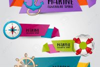 Marine Nautical Travel Concept Horizontal Banner Template Set pertaining to Nautical Banner Template