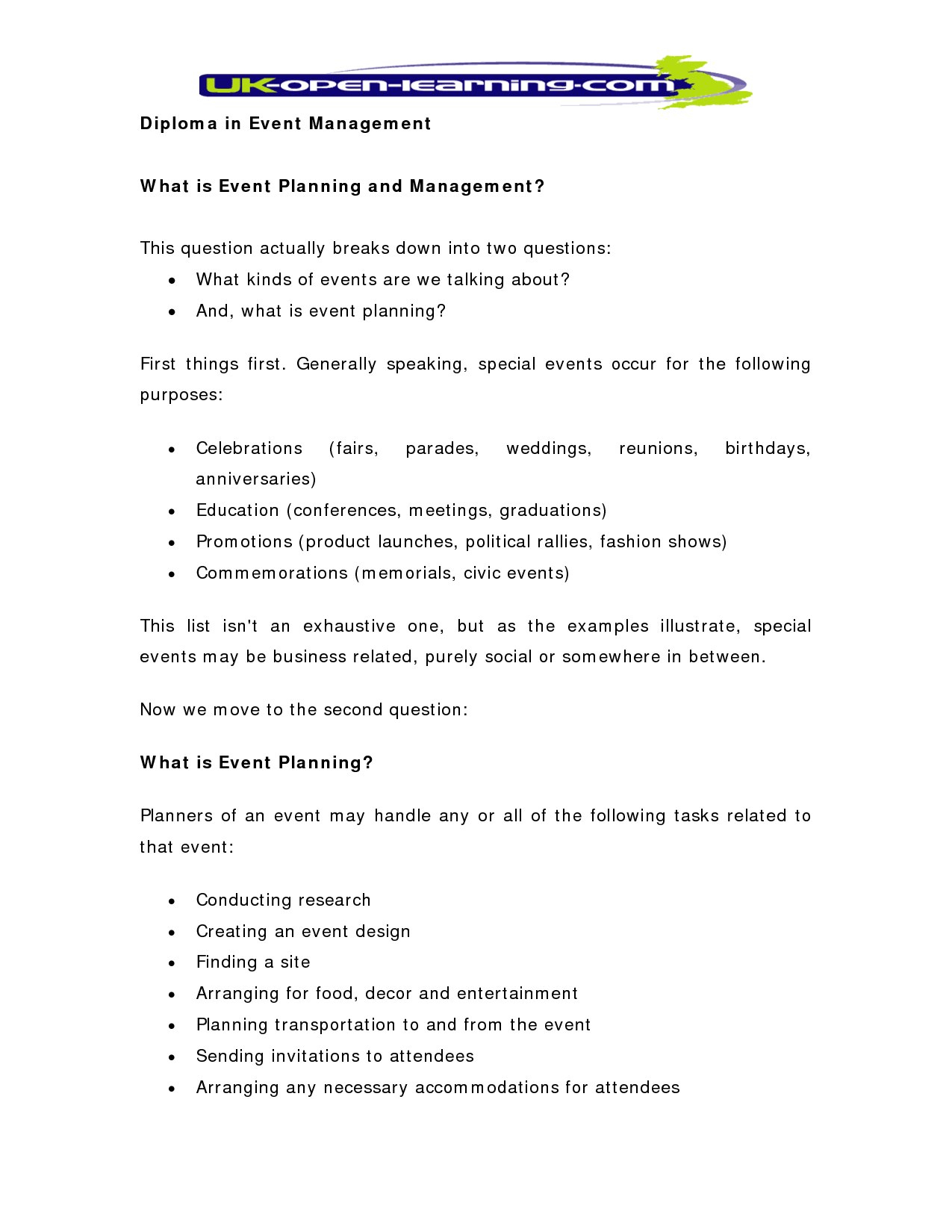 Marketing Plan Event Planning Business Sample The One Page Real throughout Party Planning Business Plan Template