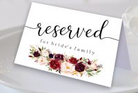 Marsala Reserved Sign Reserved Printable Reserved Wedding Sign throughout Reserved Cards For Tables Templates