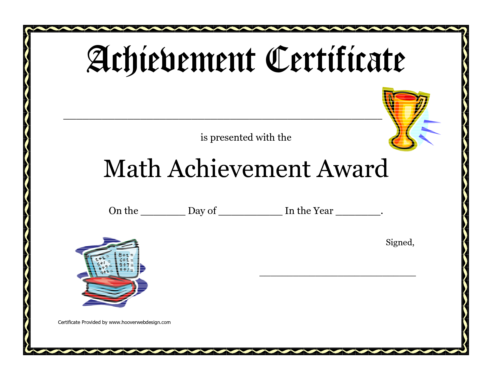 Math Achievement Award Printable Certificate Pdf  Math Activites for Math Certificate Template