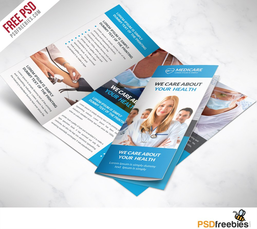 Medical Care And Hospital Trifold Brochure Template Free Psd regarding Healthcare Brochure Templates Free Download