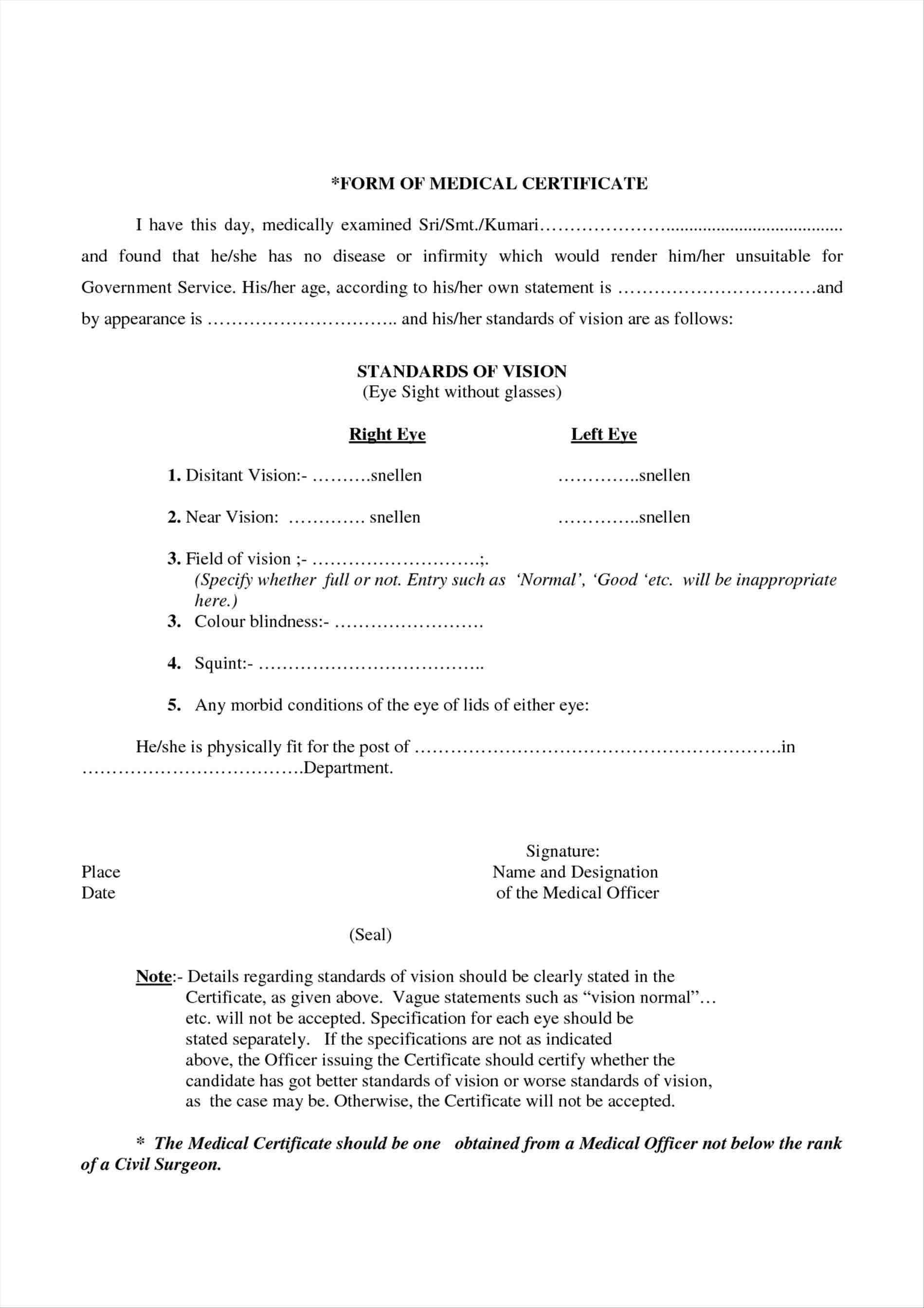Medical Certificate Templates For Leave  Pdf Doc  Free for Free Fake Medical Certificate Template