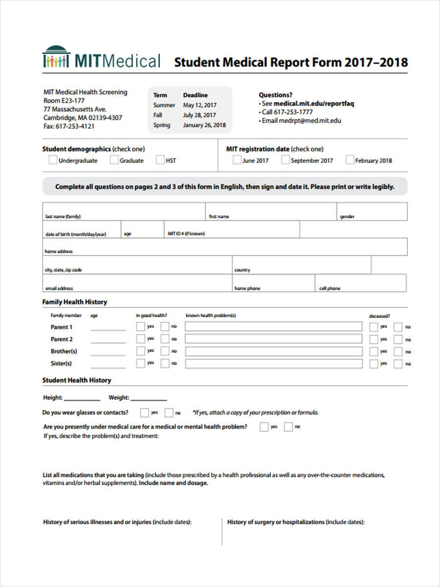 Medical Report Form Samples  Free Sample Example Format Download pertaining to Medical Report Template Free Downloads