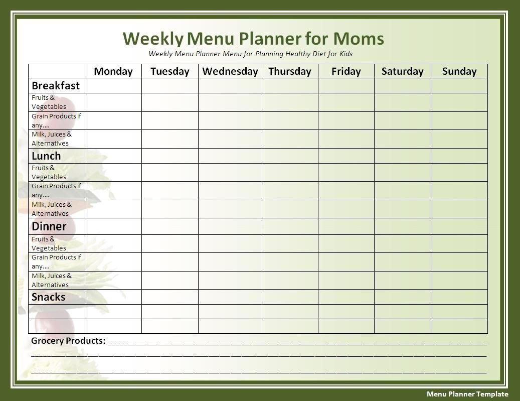 Menu Planning Template Word Plan Exceptional Templates Daily in Word Document Menu Template