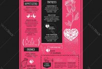 Menu Template For Valentine Day Dinner Royalty Free Vector with regard to Valentine Menu Templates Free