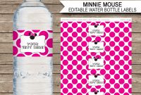 Minnie Mouse Party Water Bottle Labels  Minnie Mouse Theme pertaining to Minnie Mouse Water Bottle Labels Template