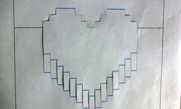 Minute Pop Up Pixelelated Heart Card  Steps regarding Pixel Heart Pop Up Card Template