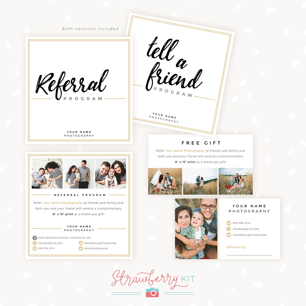 Modern Hand Lettering Referral Card Set  Strawberry Kit pertaining to Photography Referral Card Templates