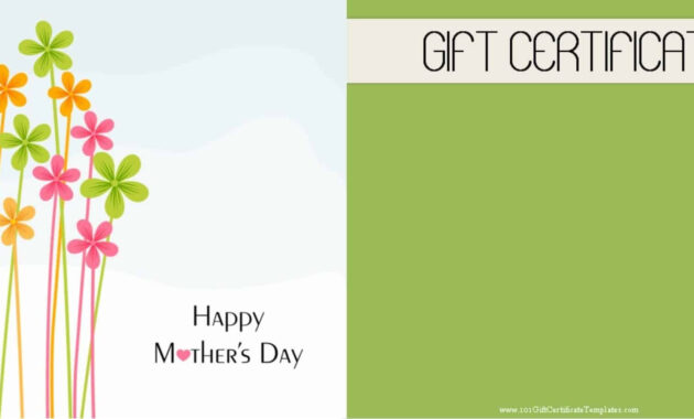 Mother's Day Gift Certificate Templates in Spa Day Gift Certificate Template