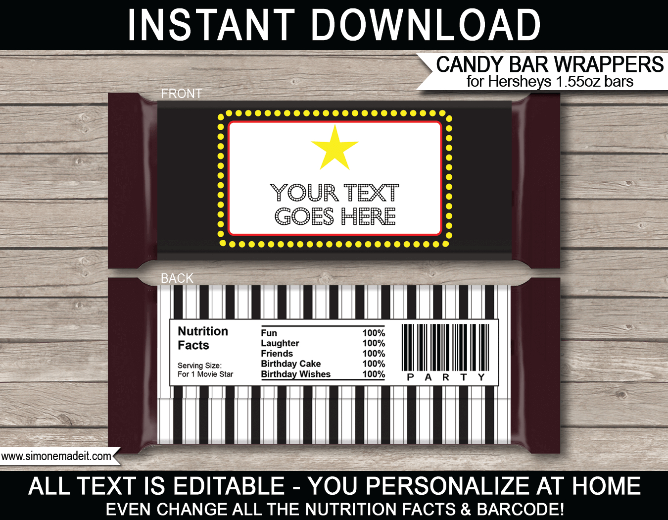 Movie Hershey Candy Bar Wrappers  Personalized Candy Bars throughout Hershey Labels Template
