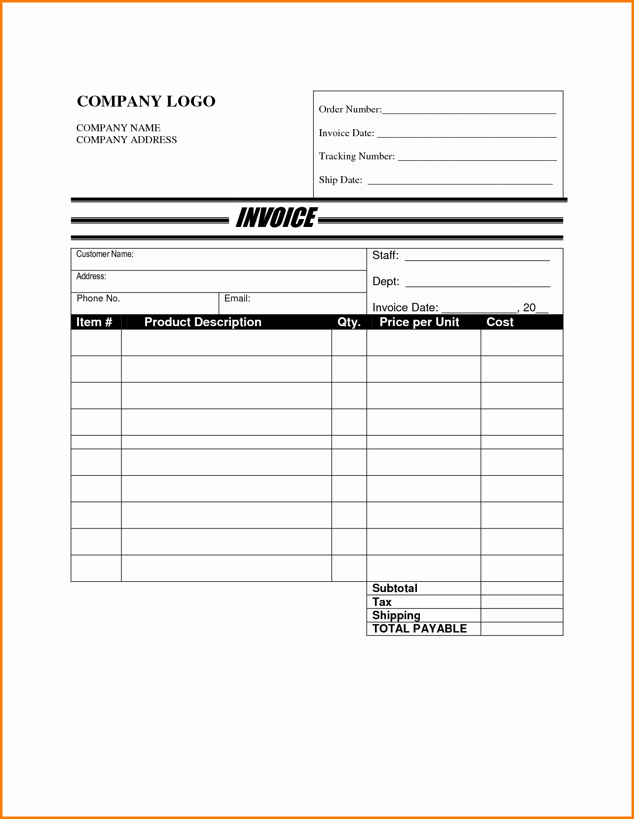 Moving Company Invoice Template Free – Wfacca with Moving Company Invoice Template Free