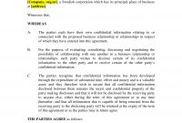 Mutual Confidentiality Agreement  Pdf Doc  Examples throughout Mutual Confidentiality Agreement Template